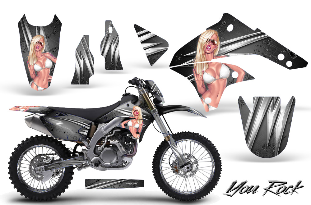 Kawasaki KLX450 Graphics Kit 08-12 You Rock Silver NP Rims